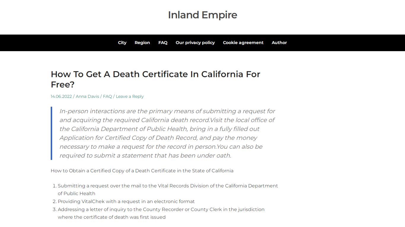 How To Get A Death Certificate In California For Free?